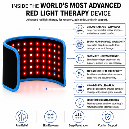 Relivon™ | Red Light Massage & Heat Therapy Belt with 3-Layer Relief Technology™